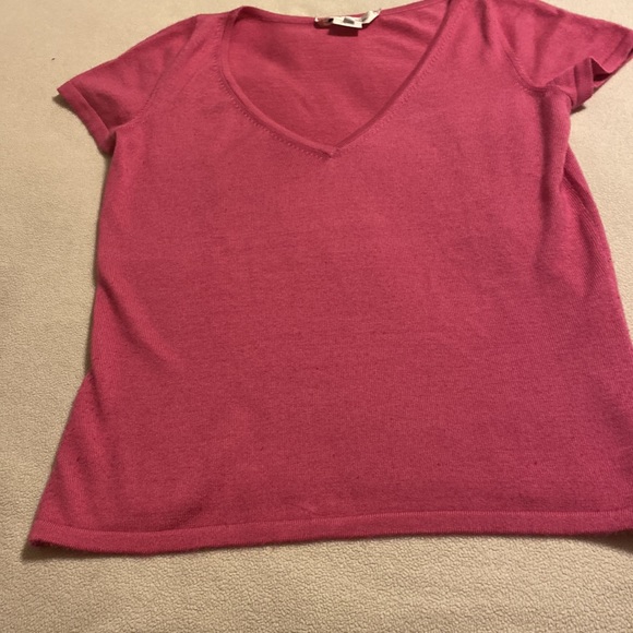 Oscar de la Renta Silk and Cashmere Short Sleeve V Neck Sweater Size Medium - Picture 4 of 6